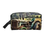 Bolsa de cosméticos de gran capacidad con impresión de tractor antiguo para mujeres, bolsa de aseo para hombres, bolsa de aseo de viaje, White, Talla única