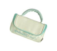 Bolsa de cosméticos de gran capacidad organizada con diseño de lazos, bolsa de aseo de viaje y bolsa de maquillaje portátil, organizador de artículos de aseo de viaje de poliuretano blanco, Green