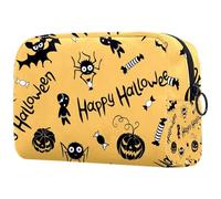 Bolsa de cosméticos de Halloween para mujer, diseño de zombi, araña, murciélago, calabaza, bolsa organizadora con cremallera, multicolor, 18.5x7.5x13cm/7.3x3x5.1in, Neceser