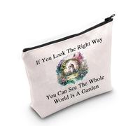 Bolsa de cosméticos de jardín con texto en inglés «You Can See The Whole World is A Garden», regalo para los amantes de los libros, literatura ficción, bolsa de maquillaje, Puedes ver el mundo entero