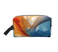 Bolsa de cosméticos de línea de mármol para Mujer, Bolsa de Maquillaje de mármol Azul y Naranja, Bolsa organizadora de tocador portátil, Accesorios de Viaje, Regalo