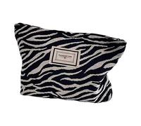 Bolsa de Cosméticos de Lona Neceser de Lona para Cosméticos con Estampado de Cebra Gran Capacidad, Adecuado para Viajes y Almacenamiento de Mujeres, Holidays and Everyday Life., Negro y Blanco