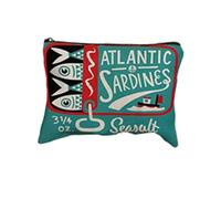 Bolsa de cosméticos de Lona Vintage, Embrague de Maquillaje Simple de Gran Capacidad para Mujeres, sardinas Retro y diseño de Aceite de Oliva, Bolsa de Viaje