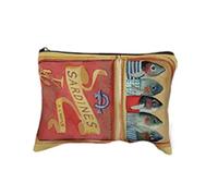 Bolsa de cosméticos de Lona Vintage, Embrague de Maquillaje Simple de Gran Capacidad para Mujeres, sardinas Retro y diseño de Aceite de Oliva, Bolsa de Viaje