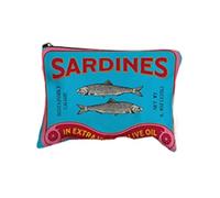 Bolsa de cosméticos de Lona Vintage, Embrague de Maquillaje Simple de Gran Capacidad para Mujeres, sardinas Retro y diseño de Aceite de Oliva, Bolsa de Viaje
