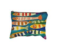 Bolsa de cosméticos de Lona Vintage, Embrague de Maquillaje Simple de Gran Capacidad para Mujeres, sardinas Retro y diseño de Aceite de Oliva, Bolsa de Viaje