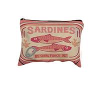 Bolsa de cosméticos de Lona Vintage, Embrague de Maquillaje Simple de Gran Capacidad para Mujeres, sardinas Retro y diseño de Aceite de Oliva, Bolsa de Viaje
