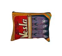 Bolsa de cosméticos de Lona Vintage, Embrague de Maquillaje Simple de Gran Capacidad para Mujeres, sardinas Retro y diseño de Aceite de Oliva, Bolsa de Viaje
