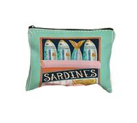 Bolsa de cosméticos de Lona Vintage, Embrague de Maquillaje Simple de Gran Capacidad para Mujeres, sardinas Retro y diseño de Aceite de Oliva, Bolsa de Viaje