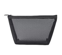 Bolsa de cosméticos de malla transparente con cremallera para mujer, organizador de moda, pequeño, grande, negro, bolsa de maquillaje, 4 unidades, Large A