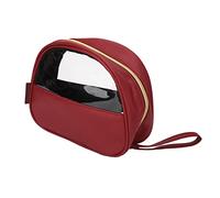 Bolsa de cosméticos de Maquillaje, Bolsa de cosméticos portátil de Gran Capacidad con Forma de Media Luna Transparente para Viajes al Aire Libre, Cuero Artificial