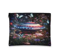 Bolsa de cosméticos de mariposa, bolsa de maquillaje de viaje floral brillante de fantasía para mujer, bolsa pequeña portátil de lona con cremallera, organizador de artículos de tocador para el