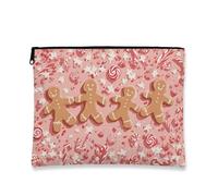 Bolsa de cosméticos de pan de jengibre, bolsa de maquillaje con patrón de caramelo festivo para mujer, organizador portátil de lona con cremallera, bolsa de aseo para el cuidado de la piel de