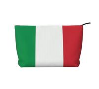 Bolsa de cosméticos de pana con estampado de bandera de Italia para almacenamiento de cosméticos con cierre de cremallera para viajes, camping y uso diario