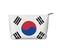 Bolsa de cosméticos de pana con estampado de bandera de la República de Corea para almacenamiento de cosméticos con cierre de cremallera para viajes, camping y uso diario