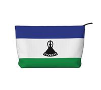 Bolsa de cosméticos de pana con estampado de bandera de Lesotho para almacenamiento de cosméticos con cierre de cremallera para viajes, camping y uso diario