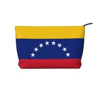 Bolsa de cosméticos de pana con estampado de bandera de Venezuela para almacenamiento de cosméticos con cierre de cremallera para viajes, camping y uso diario