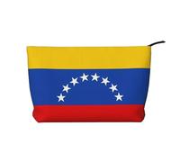 Bolsa de cosméticos de pana con estampado de bandera de Venezuela para almacenamiento de cosméticos con cierre de cremallera para viajes, camping y uso diario