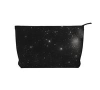 Bolsa de cosméticos de pana con estampado de galaxias en blanco y negro para almacenamiento de cosméticos con cierre de cremallera para viajes, camping y uso diario