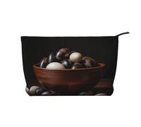Bolsa de cosméticos de pana con estampado de huevos de mil años, bolsa de almacenamiento impermeable de gran capacidad para artículos de tocador de viaje, Black, Talla única