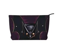 Bolsa de cosméticos de pana con estampado de murciélago fantasma negro para almacenamiento de cosméticos con cierre de cremallera para viajes, camping y uso diario