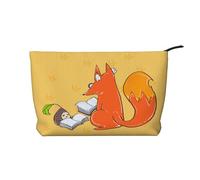 Bolsa de cosméticos de pana con estampado de semillas de girasol y zorros para almacenamiento de cosméticos con cierre de cremallera para viajes, camping y uso diario