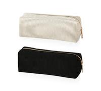 Bolsa De Cosméticos De Pana De 2 Uds, Estuche Para Lápices, Bolsa De Almacenamiento De Gran Capacidad, Bolsa De Almacenamiento Portátil, Bolsa De Aseo, Negro)