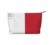 Bolsa de cosméticos de pana de gran capacidad con diseño de bandera de Malta, impermeable, bolsa de almacenamiento de artículos de tocador, Black, Talla única