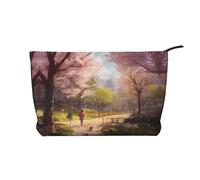 Bolsa de cosméticos de pana de gran capacidad con diseño de cuatro lunas Día en la Tierra, bolsa de almacenamiento impermeable de moda para artículos de tocador, Black, Talla única