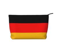 Bolsa de cosméticos de pana de gran capacidad con patrón de bandera de Alemania, bolsa de almacenamiento impermeable de moda para artículos de tocador, Black, Talla única