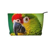 Bolsa de cosméticos de pana de gran capacidad con patrón de loro, pájaro, bolsa de almacenamiento impermeable de moda para artículos de tocador, Black, Talla única