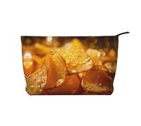 Bolsa de cosméticos de pana de gran capacidad con patrón de patatas fritas, bolsa de almacenamiento impermeable de moda para artículos de tocador, Black, Talla única