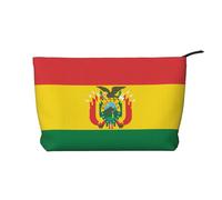 Bolsa de cosméticos de pana de moda con la bandera de Bolivia, cierre de cremallera, adecuada para viajes, camping y uso diario