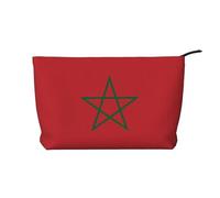Bolsa de cosméticos de pana de moda con la bandera de Marruecos, cierre de cremallera, adecuada para viajes, camping y uso diario