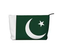 Bolsa de cosméticos de pana de moda con la bandera de Pakistán, cierre de cremallera, adecuada para viajes, camping y uso diario