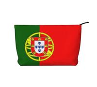 Bolsa de cosméticos de pana de moda con la bandera de Portugal, cierre de cremallera, adecuada para viajes, camping y uso diario