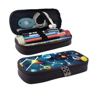 Bolsa de cosméticos de piel con estampado abstracto de ciencia química, funda de piel con solapa, monedero espacioso, bolsa de almacenamiento, negro, talla única, Negro, One Size