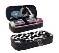 Bolsa de cosméticos de piel con estampado de fórmula a cuadros, funda de piel con solapa, monedero espacioso, bolsa de almacenamiento, color negro, talla única, Negro, One Size