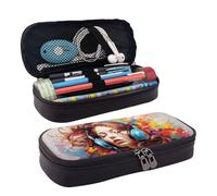 Bolsa de cosméticos de piel con estampado de música colorida, funda de piel con solapa, monedero espacioso, bolsa de almacenamiento, Negro -, Talla única