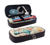 Bolsa de cosméticos de piel con estampado de química, funda de piel con solapa, monedero espacioso, bolsa de almacenamiento, color negro, talla única, Negro, One Size