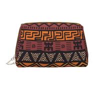 Bolsa de cosméticos de piel tribal de barro africano, impermeable, bonita bolsa de aseo de viaje con cremallera, juego de bolsas de almacenamiento de cosméticos para mujer, color marrón, White, Talla