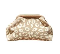 Bolsa de cosméticos de poliéster con estampado animal abstracto | Un estampado abstracto de estilo animal cubre esta bolsa suave y redondeada; su exterior de poliéster y tela están