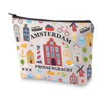 Bolsa de cosméticos de recuerdo holandés Amsterdam Prinsengracht, bolsa de maquillaje de viaje, regalo para los amantes de Ámsterdam, Amsterdam