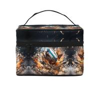 Bolsa de cosméticos de rugby On Fire. Bolsa de cosméticos estampada para mujer, organizador grande para artículos de aseo personal para viajes
