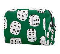 Bolsa de cosméticos de seis lados en dados verdes para mujer, bolsa organizadora de maquillaje grande con cremallera, multicolor, 18.5x7.5x13cm/7.3x3x5.1in, Neceser