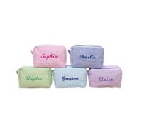 Bolsa de cosméticos de sirsaca personalizada, bolsa de aseo con monograma, bolsa de maquillaje bordada, regalo de novia, regalo de propuesta de dama de honor, bolsa de maquillaje para dama de honor,