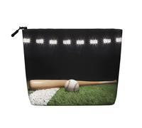 Bolsa de cosméticos de una sola capa con diseño de pez lubina, bolsa de aseo de viaje, adecuada para viajes de negocios y uso diario., Campo deportivo de béisbol, Talla única