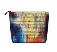 Bolsa de cosméticos de una sola capa con estampado de lobos aullando en la aurora boreal, bolsa de aseo de viaje, adecuada para viajes de negocios y uso diario., Nota musical vintage, Talla única