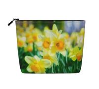Bolsa de cosméticos de una sola capa con estampado de perro feliz, bolsa de aseo de viaje, adecuada para viajes de negocios y uso diario., Flor de narciso, Talla única