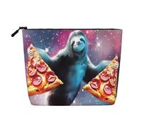 Bolsa de cosméticos de una sola capa con estampado de perro feliz, bolsa de aseo de viaje, adecuada para viajes de negocios y uso diario., Perezoso de pizza, Talla única